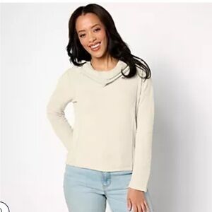New ▶️ Barefoot Dreams ◀️ Cowl Neck CozyChic Ultra Lite Cream  Sweater Soft